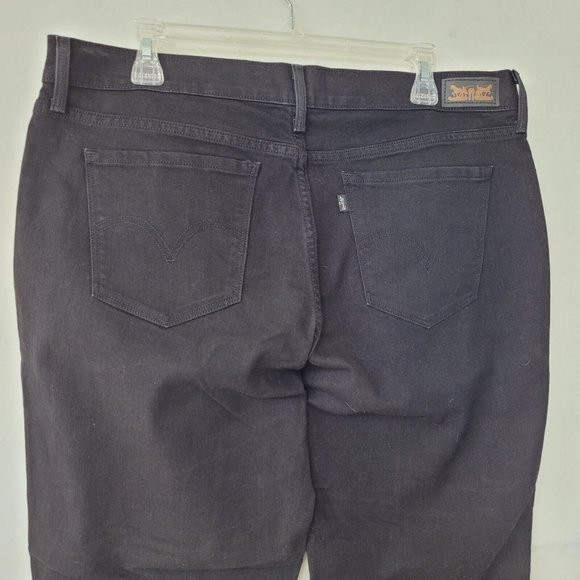 Levis Jeans Women 505 Straight Leg 16x26.5" Black Cropped 5-Pocket *Hemmed - Picture 4 of 13
